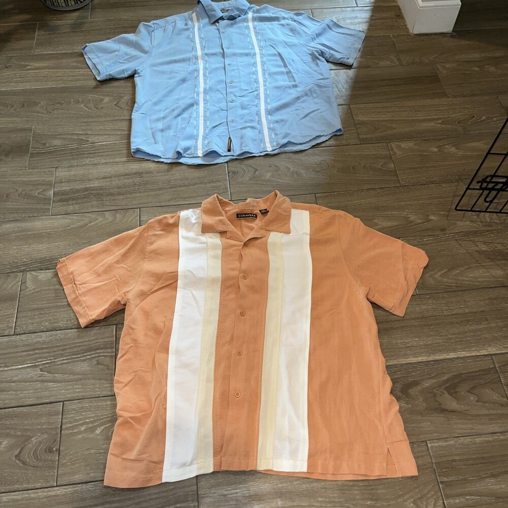 2XXL Cuba Era Button Up Shirts Blue & White And Peach Green And White